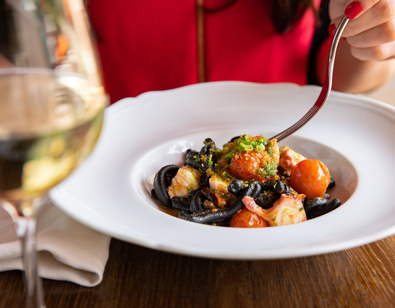 Squid Ink Pasta served at Lincoln Ristorante in New York City